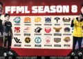 Poster sekaligus daftar tim esports yang akan bersaing di turnamen Free Fire Master League FFML Season 8 2023