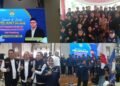 Kolase foto dokumentasi pelantikan Dewan Pimpinan Cabang DPC Paguyuban Masyarakat Palembang Bersatu PMPB Kota Palembang masa jabatan 2025 2028 di Rumah Dinas Wali Kota Palembang