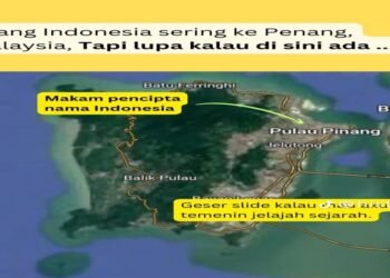 Peta Pulau Pinang (Penang) yang menunjukkan lokasi makam pencipta nama Indonesia, sebuah destinasi sejarah yang jarang diketahui wisatawan.