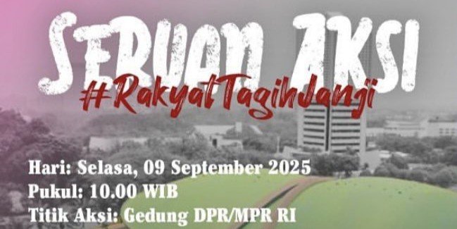 BEM UI DPRMPR RI lalu lintas Jakarta - Utusan Rakyat Screenshot flyer seruan aksi BEM UI 9 September 2025