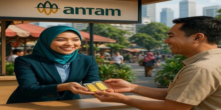 Ilustrasi pedagang emas melayani pembelian emas batangan di Jakarta